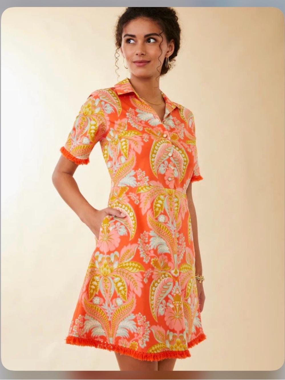 Spartina 449 Ezra River Club Damask Red Shirt Dress
